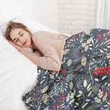 Set de ropa de cama con mantas terapéuticas y hojas navideñas