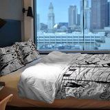 Juego de ropa de cama con manta terapéutica blanca con torre