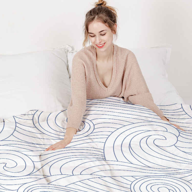 Manta terapéutica original - Funda de algodón con ondas azules