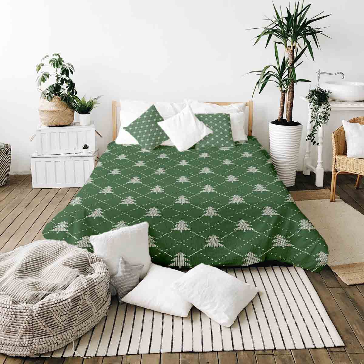 Manta terapéutica original - Funda de algodón verde con abetos