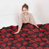 Manta terapéutica original - Funda de algodón negra con rosas rojas