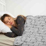 Juego de ropa de cama con manta terapéutica gris con hojas de arce