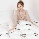 Manta terapéutica original - Funda de algodón blanca con ramas de muérdago