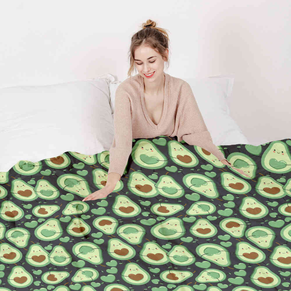 Set de ropa de cama con mantas terapéuticas Aguacates verdes