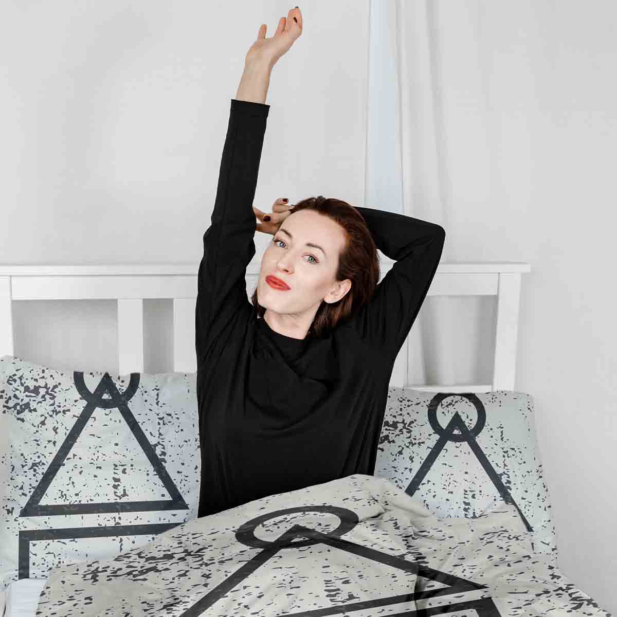 Set de ropa de cama con manta terapéutica blanco formas Dalgona