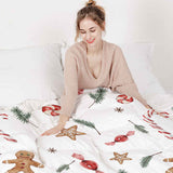 Juego de ropa de cama con manta terapéutica blanca para la época navideña