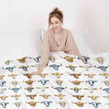 Juego de ropa de cama con mantas terapéuticas blancas con cabezas de toro