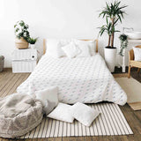 Juego de ropa de cama con manta terapéutica blanca con ondas azules