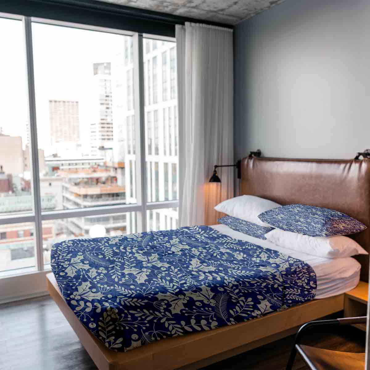 Juego de ropa de cama y manta terapéutica azul Navidad