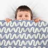 Manta terapéutica original - Funda de algodón azul con ondas blancas