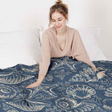 Set de ropa de cama con manta terapéutica azul con conchas
