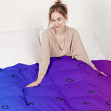 Set de ropa de cama con mantas terapéuticas moradas con formas