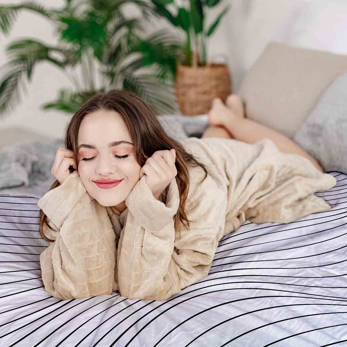 Juego de ropa de cama con manta terapéutica Ondas de radio negras