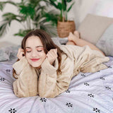 Set de ropa de cama con manta terapéutica blanca margaritas