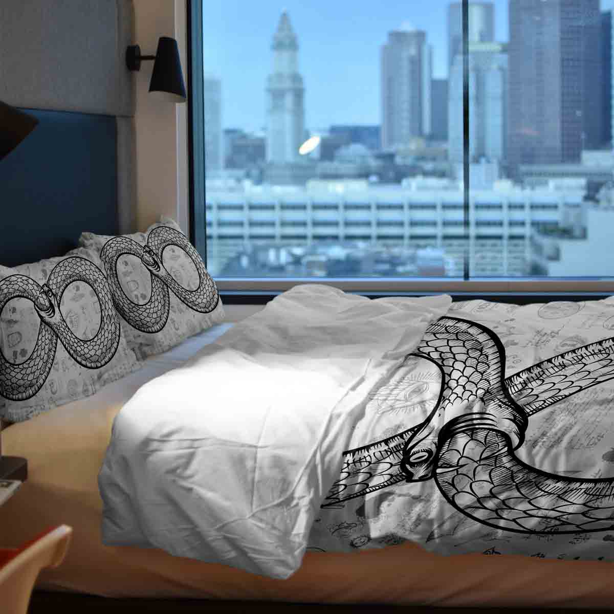 Set de ropa de cama con manta terapéutica y motivo de serpiente