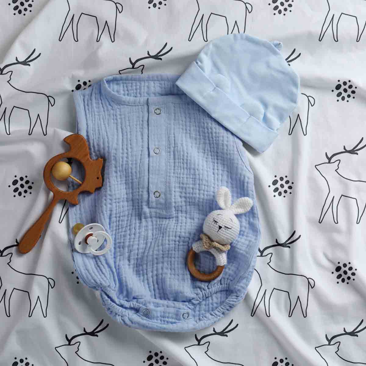 Juego de ropa de cama con manta terapéutica blanca con ciervo