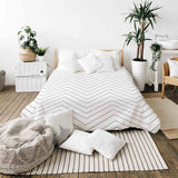 Set de ropa de cama con manta terapéutica blanca con zigzag negro