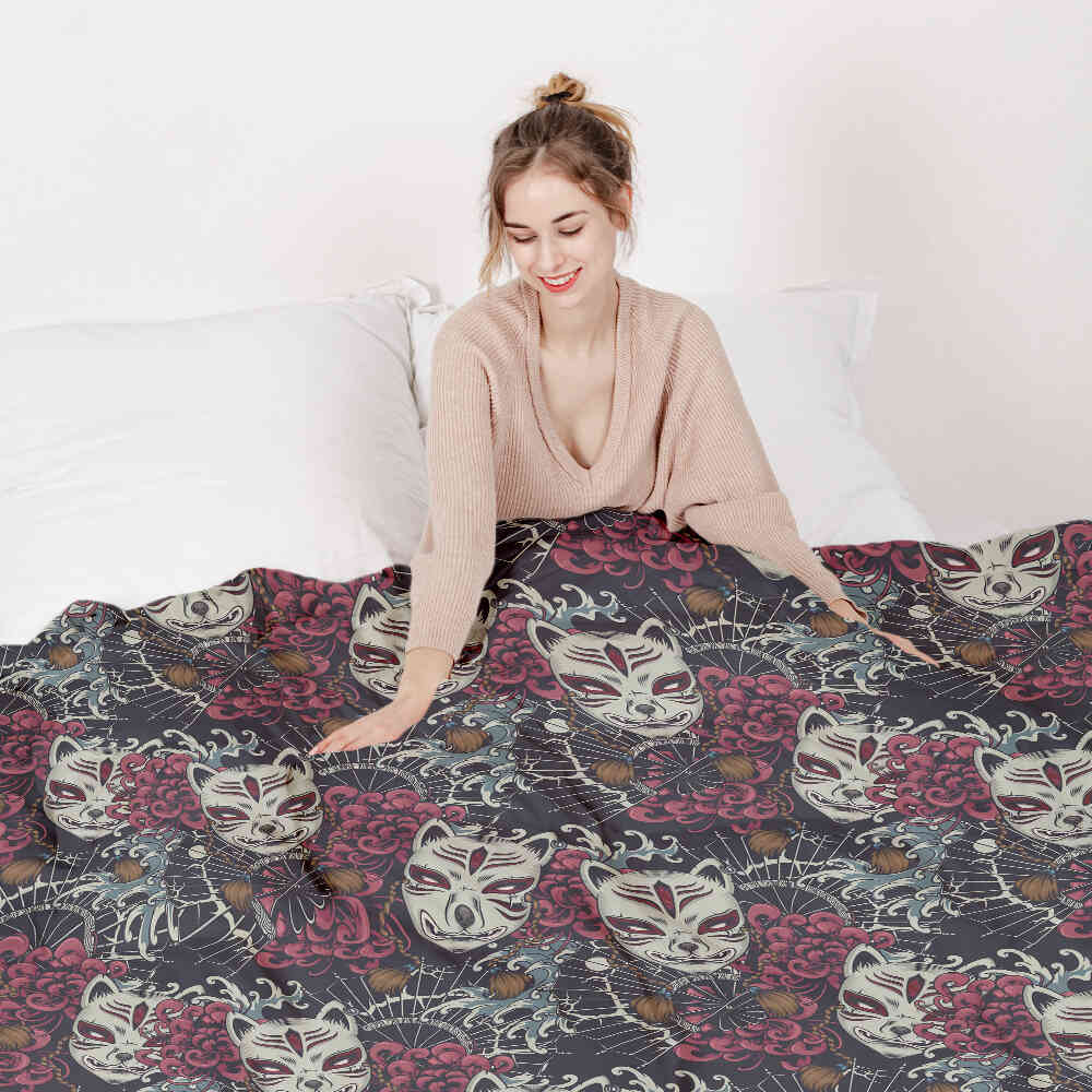 Juego de ropa de cama con manta terapéutica Gato espeluznante