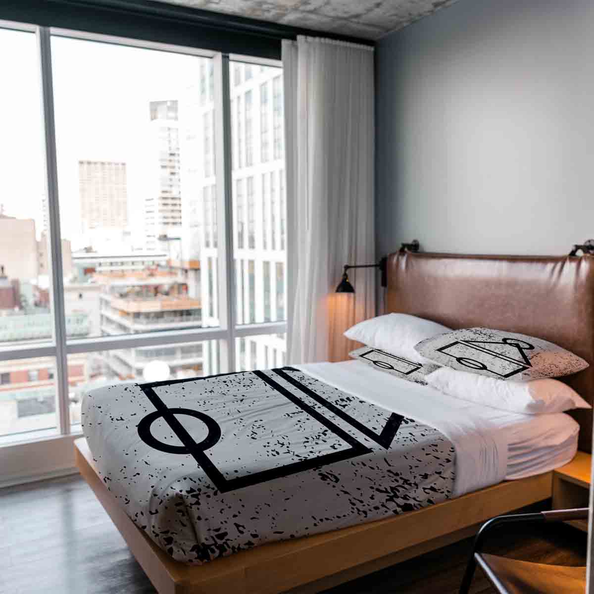 Set de ropa de cama con manta terapéutica blanco formas Dalgona