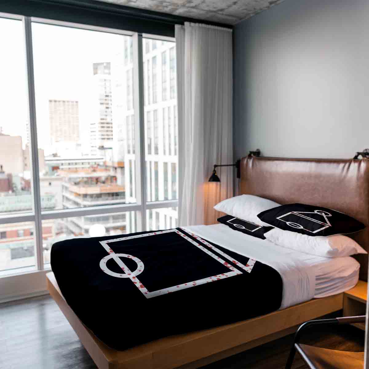 Set de ropa de cama con mantas terapéuticas formas sangrientas