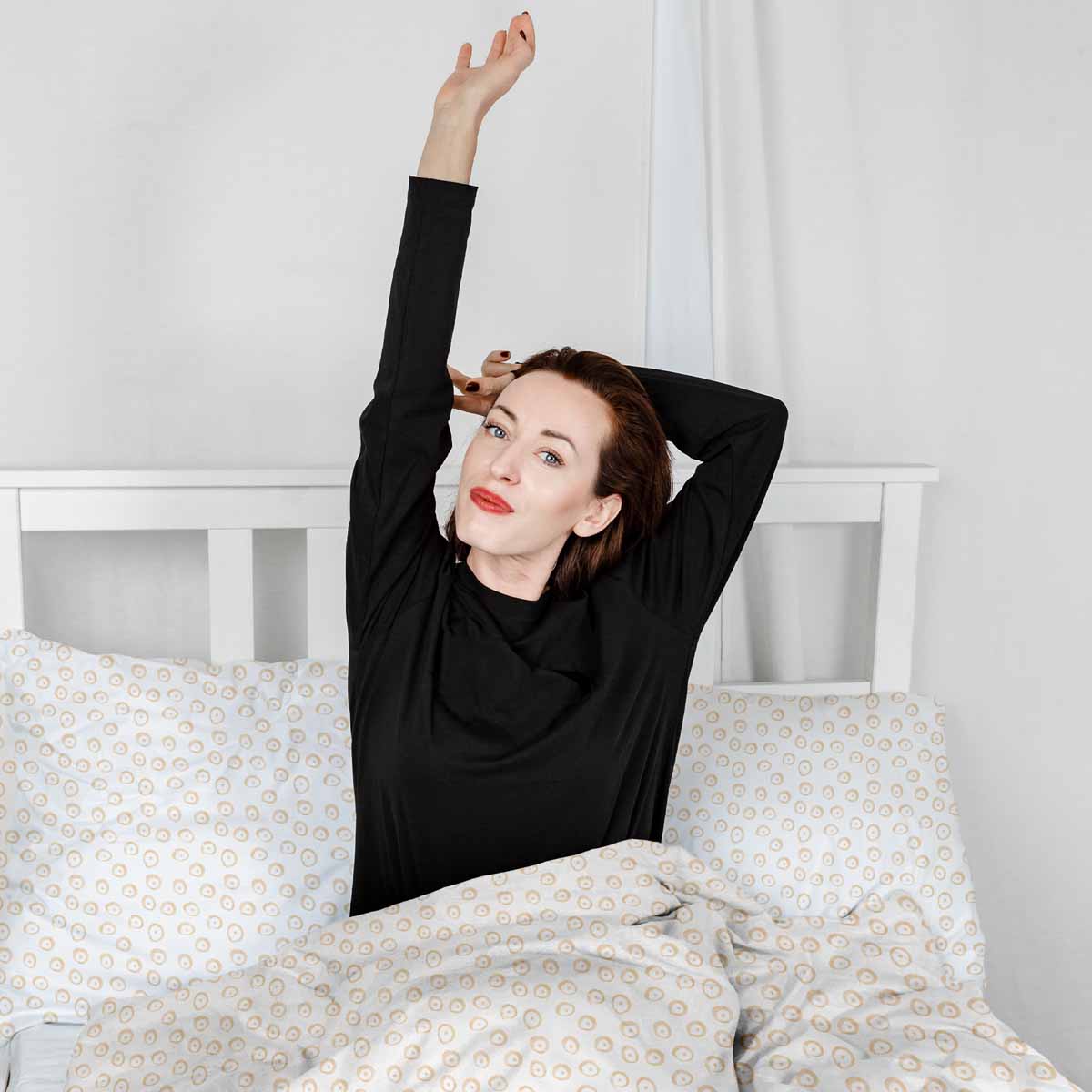 Set de ropa de cama con mantas terapéuticas con círculos naranjas