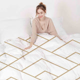 Set de ropa de cama con manta terapéutica y patrón de rayas doradas