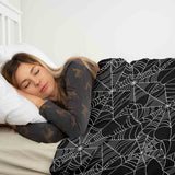Set de ropa de cama con manta terapéutica negra con telaraña
