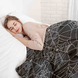 Set de ropa de cama con manta terapéutica negra con telaraña
