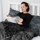 Set de ropa de cama con manta terapéutica negra con telaraña