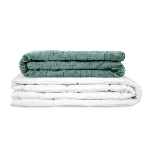 Manta terapéutica original - Manta con peso con funda para las 4 estaciones en verde menta para adultos