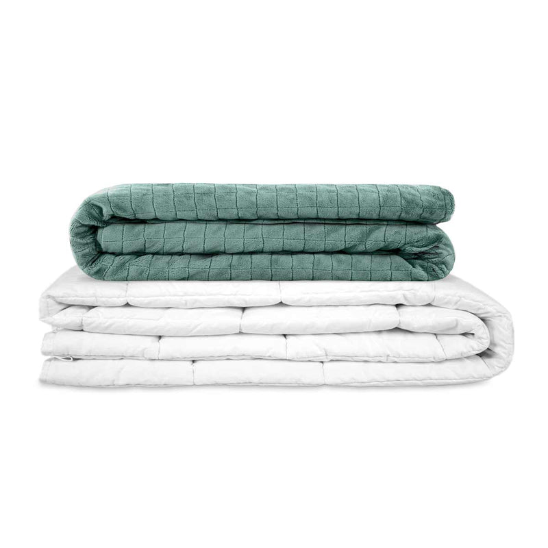 Manta terapéutica original - Manta con peso con funda para las 4 estaciones en verde menta para adultos