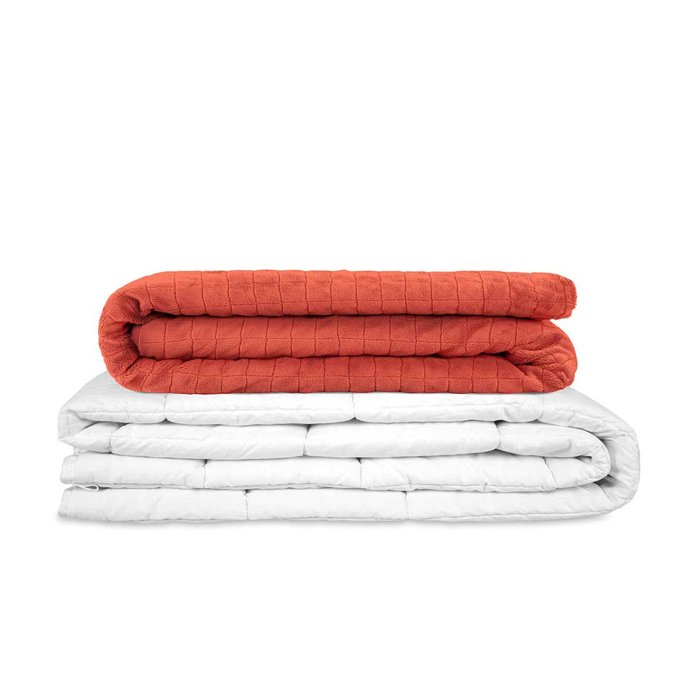 Manta terapéutica original - Manta con peso con funda para 4 estaciones en rojo para adultos