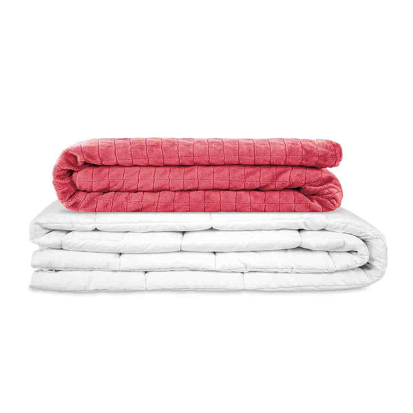 Manta terapéutica original - Manta con peso con funda para las 4 estaciones en rosa para adultos