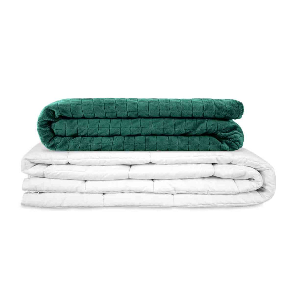 Manta terapéutica original - Manta con peso con funda para las 4 estaciones en verde abeto para adultos