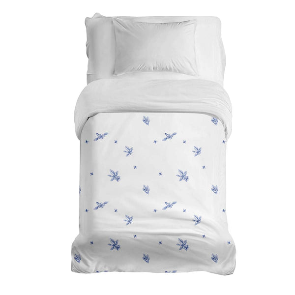 Manta terapéutica original - Funda de algodón Flor azul