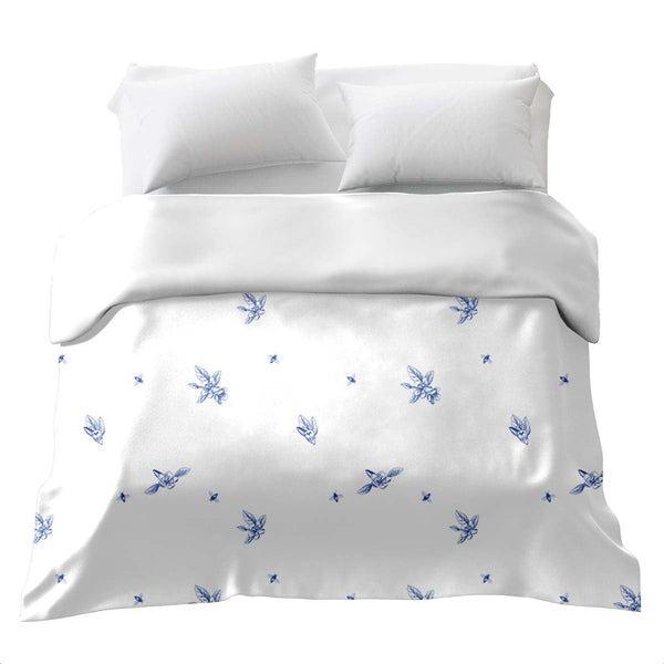 Manta terapéutica original - Funda de algodón Flor azul