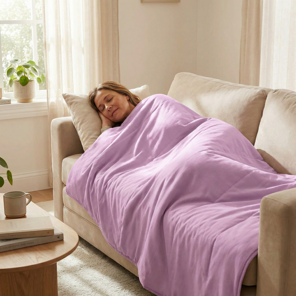 Manta terapéutica original - Manta con peso con funda de algodón en lavanda para adultos