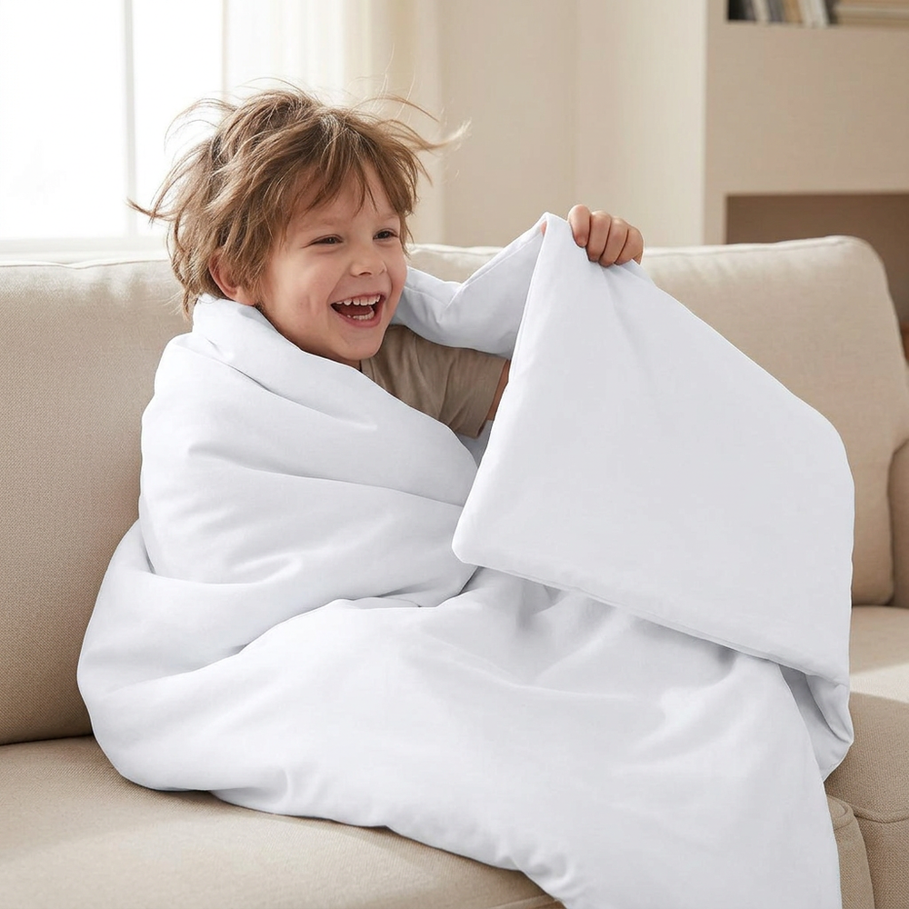 Manta Terapéutica Original - Manta Ponderada con Funda de Algodón en Blanco para Niños