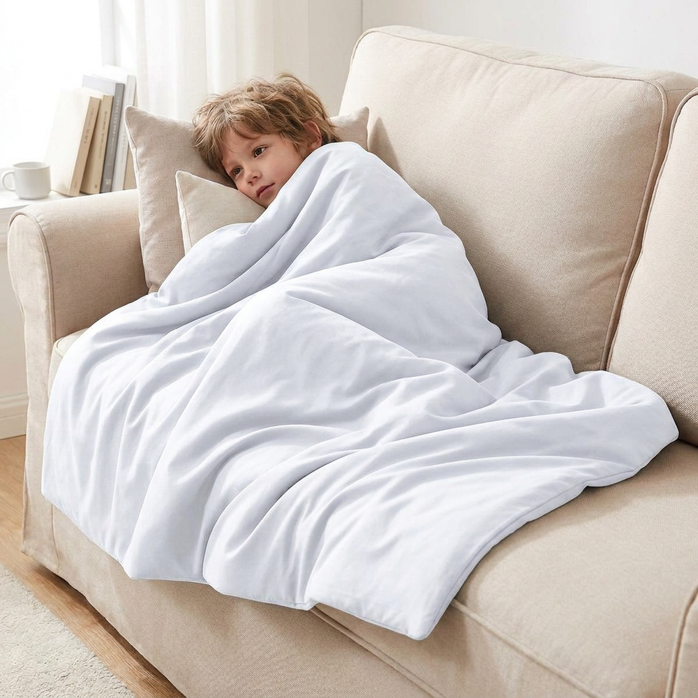 Manta Terapéutica Original - Manta Ponderada con Funda de Algodón en Blanco para Niños