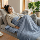 Manta terapéutica original - Manta con peso con funda de algodón en azul acero para adultos