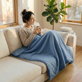 Manta terapéutica original - Manta con peso con funda de algodón en azul acero para adultos