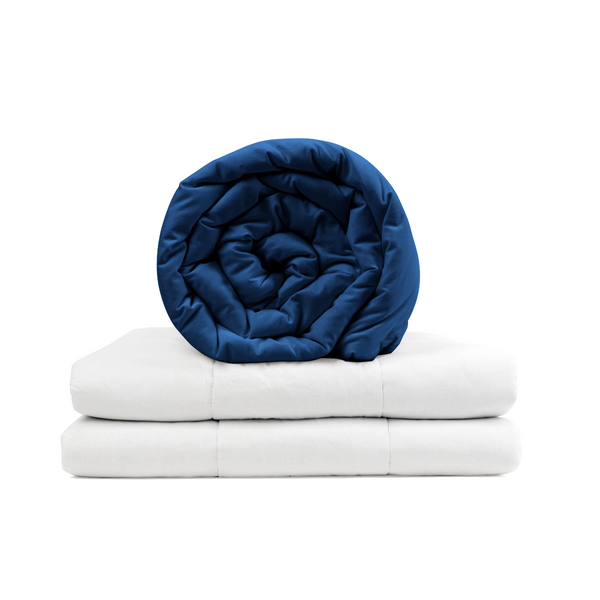Manta terapéutica original - Manta con peso con funda de algodón en azul para adultos