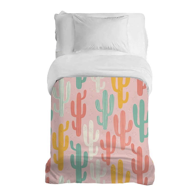 Manta terapéutica original - Funda de algodón rosa con coloridos cactus