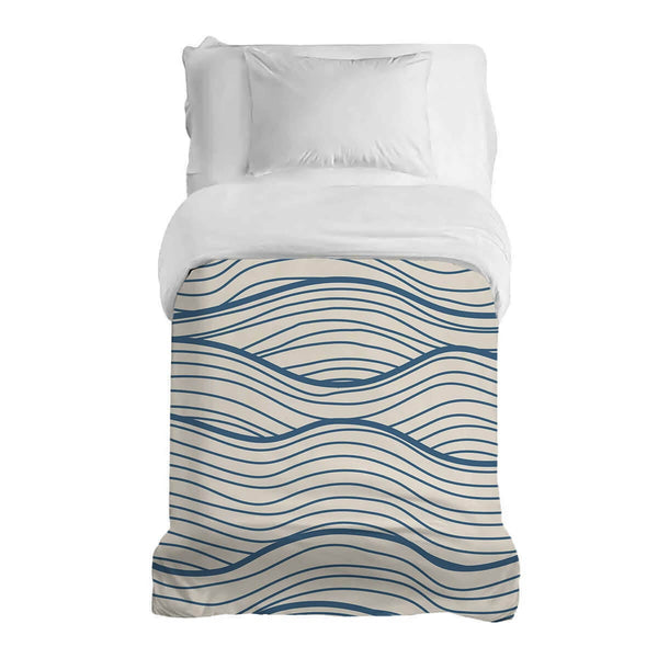 Manta terapéutica original - Funda de algodón beige con ondas azules