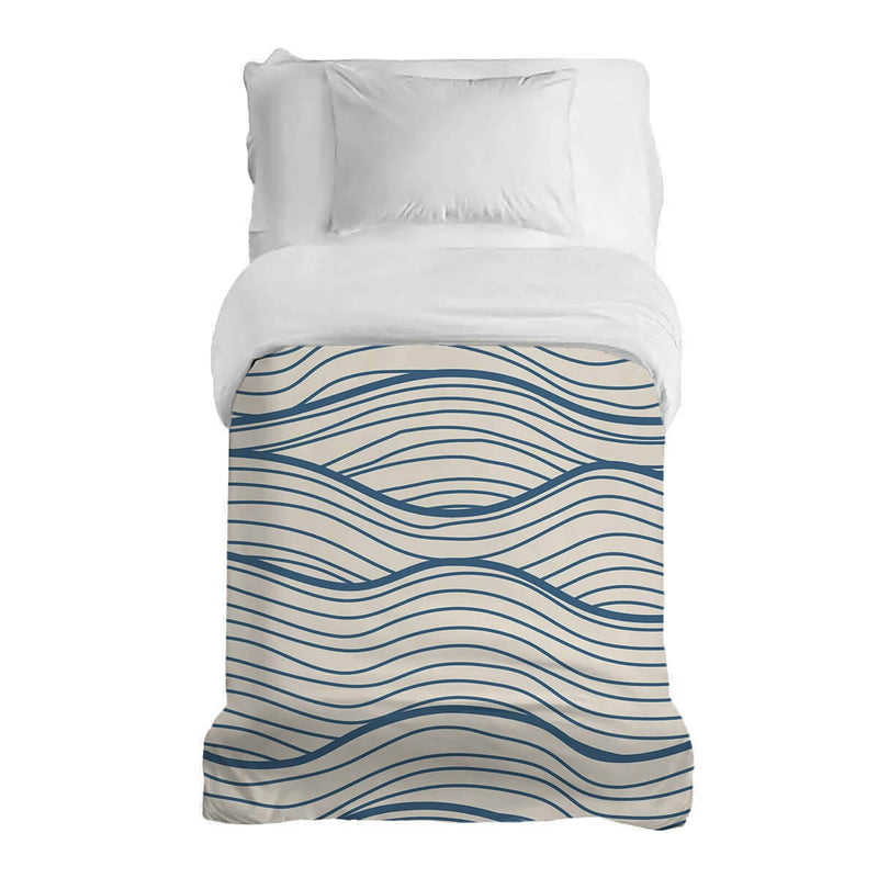 Manta terapéutica original - Funda de algodón beige con ondas azules