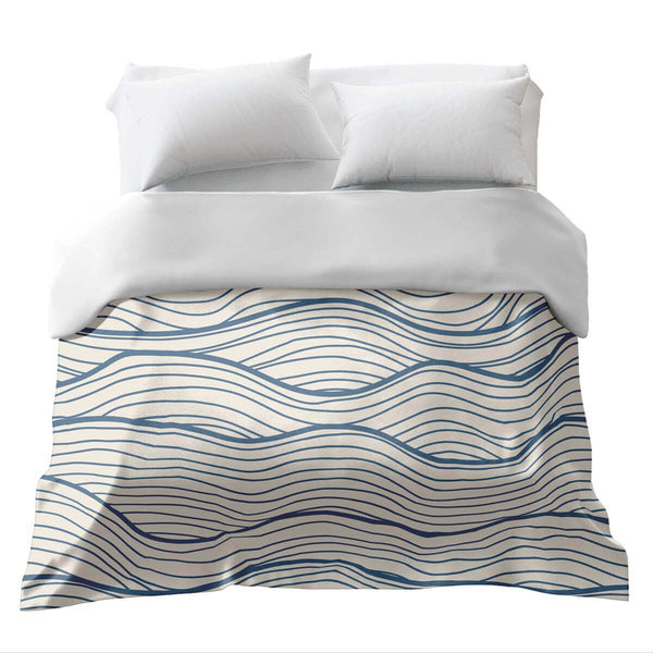 Manta terapéutica original - Funda de algodón beige con ondas azules