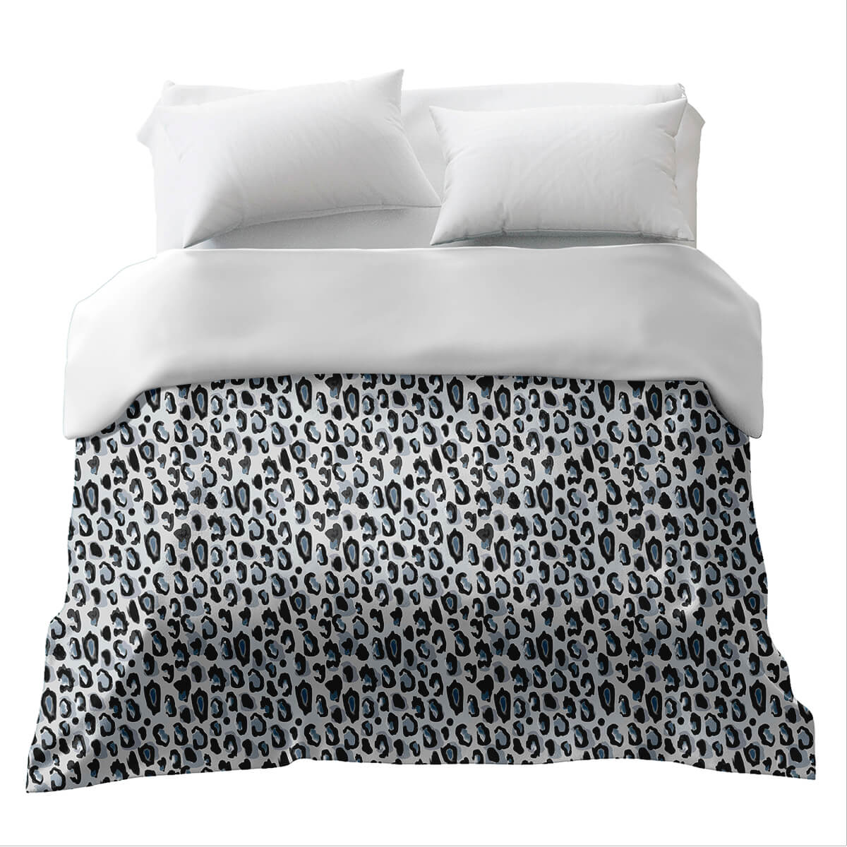 Manta terapéutica original - Funda de algodón negro blanco con estampado de leopardo