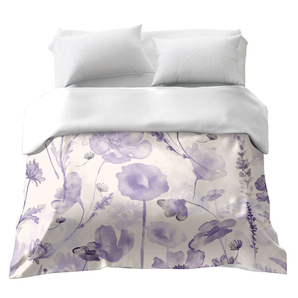 Manta terapéutica original - Funda de algodón lila acuarela flores