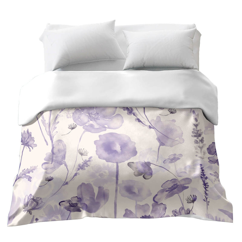 Manta terapéutica original - Funda de algodón lila acuarela flores