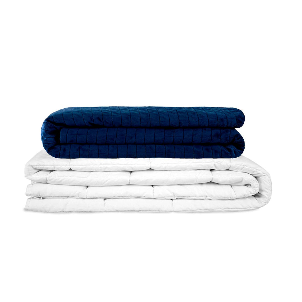Manta terapéutica original - Manta con peso con funda para las 4 estaciones en azul para niños